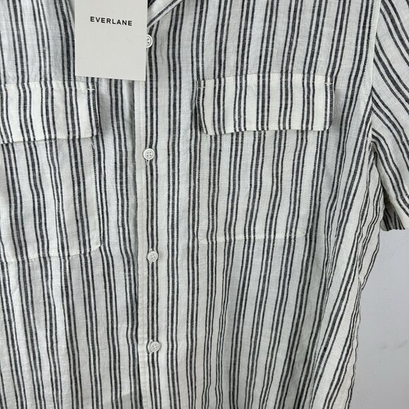 Everlane The Resort Shirt in Linen Mens - Stripe  - Medium Bone & Black - Picture 2 of 8